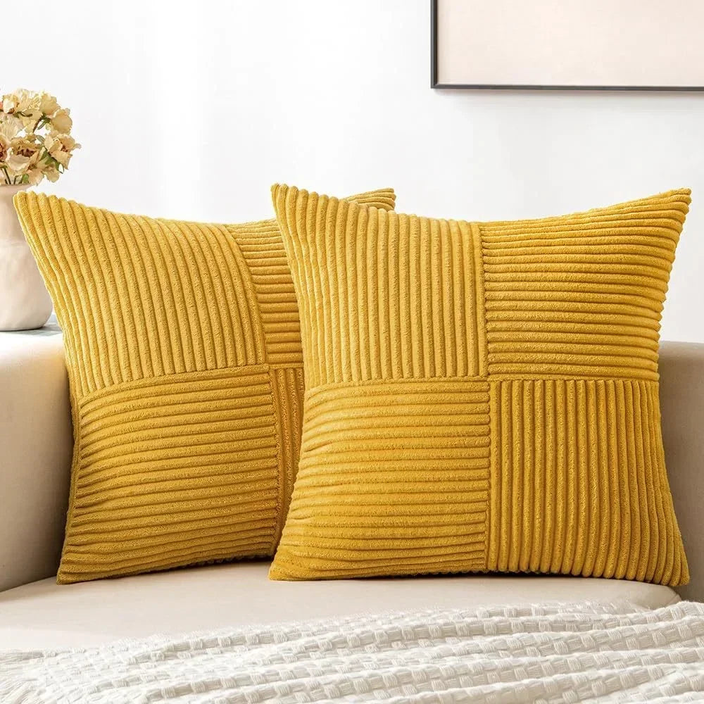 Green Luxury Corduroy Striped Cushion Covers 45x45CM Clean Vanilla Store