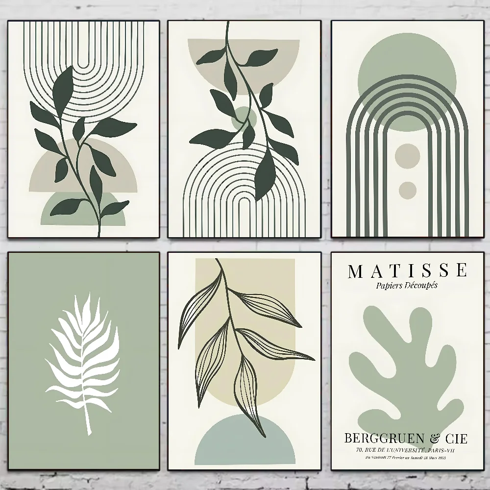 Green Leaf Geometry Line Matisse Art Print HD Clean Vanilla Store