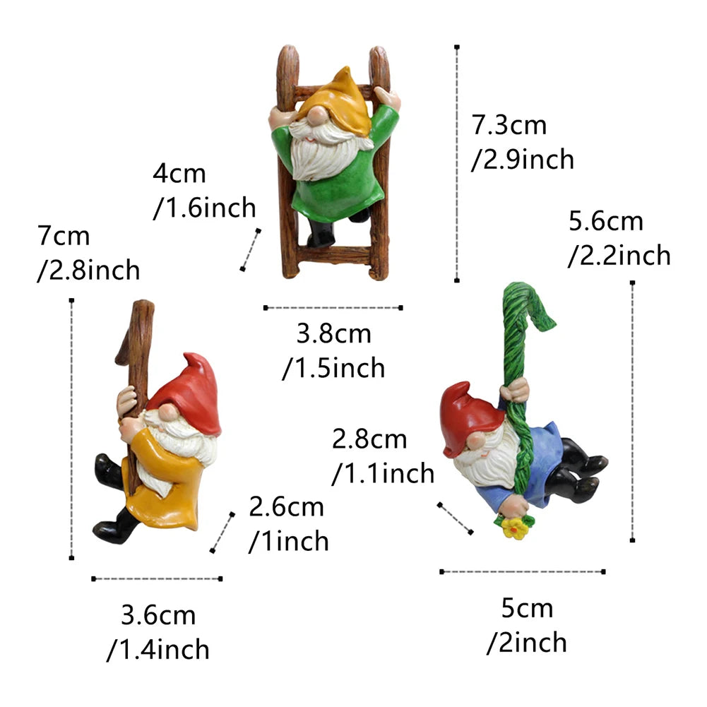 Whimsical 3Pcs Dwarf Pendant Statues for Gardens Clean Vanilla Store