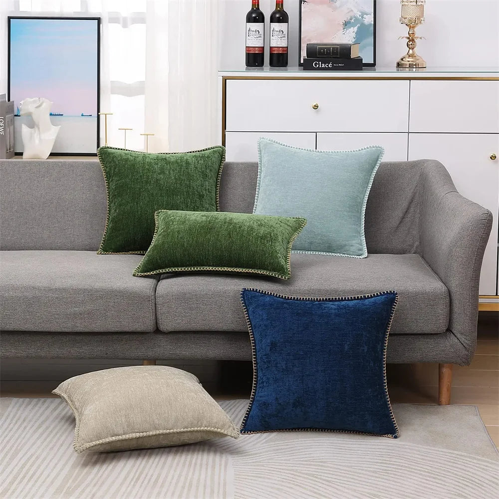 Olanly Chenille Cushion Cover 40x40cm Soft Luxury Clean Vanilla Store
