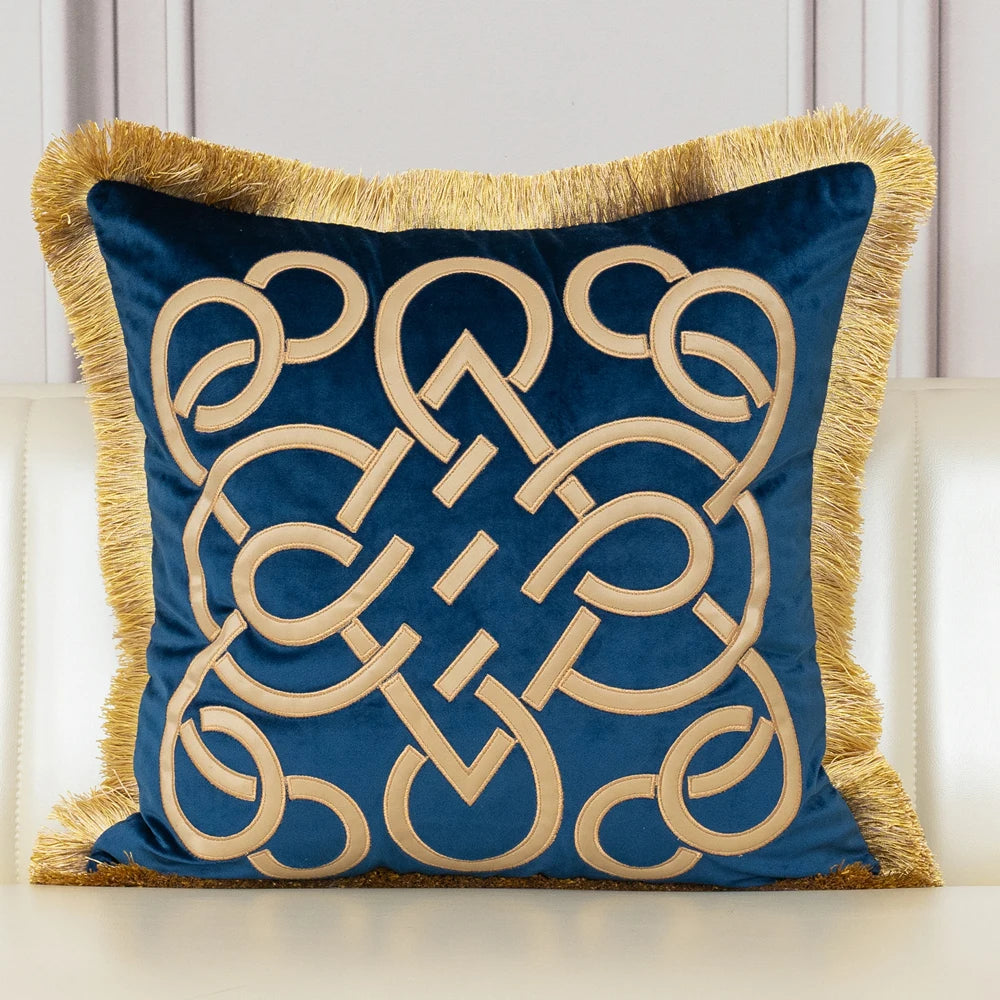 Luxury Gold Velvet Cushion Cover with Tassel Clean Vanilla Store