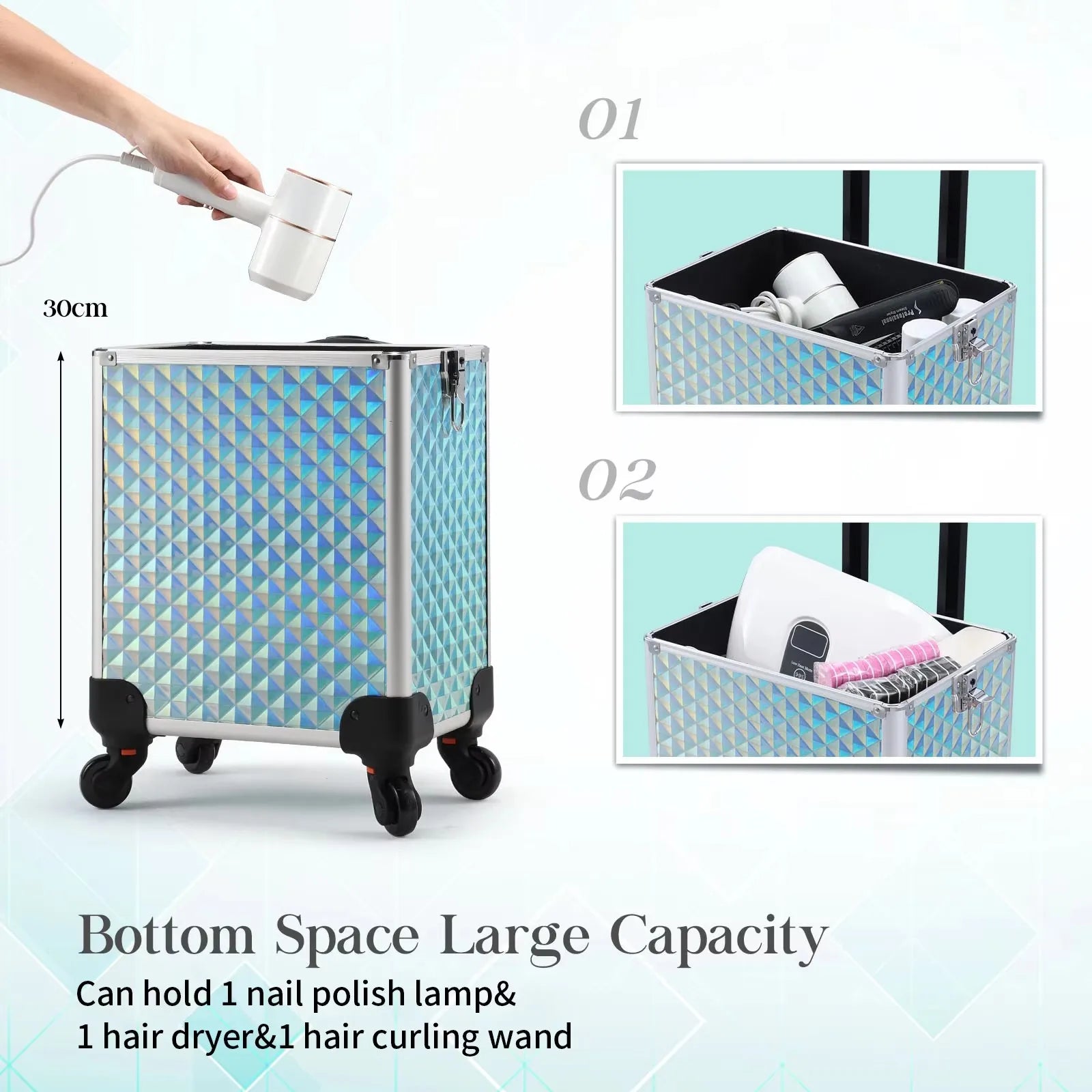 Detachable 4 in 1 Makeup Trolley Case on Wheels Clean Vanilla Store