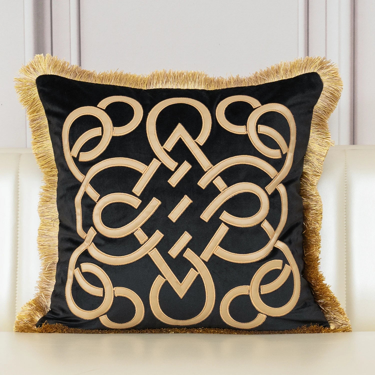 Luxury Gold Velvet Cushion Cover with Tassel Clean Vanilla Store