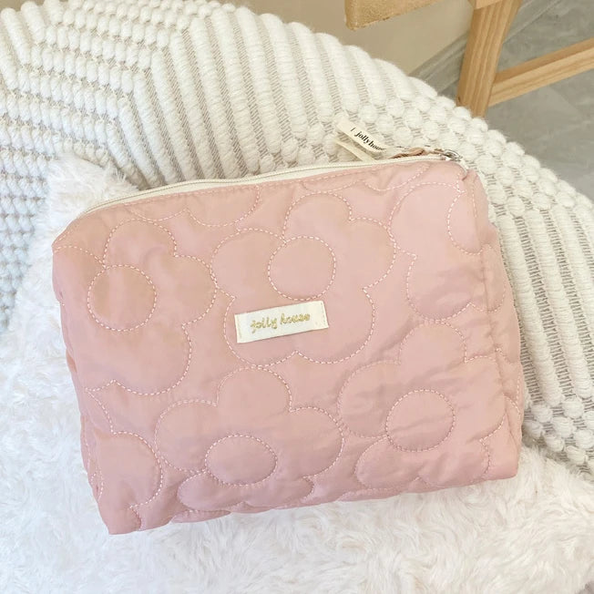 Quilted Cotton Retro Cherry Travel Cosmetic Bag Clean Vanilla Store