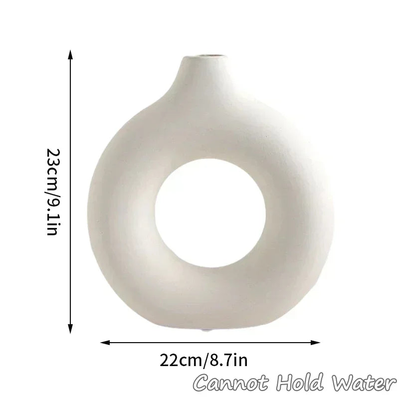 Imitation Ceramic Pure White Vase Donut Design Clean Vanilla Store