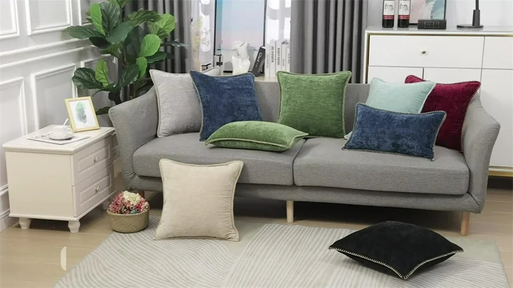 Olanly Chenille Cushion Cover 40x40cm Soft Luxury Clean Vanilla Store