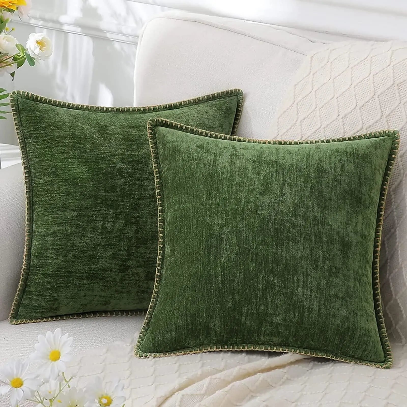 Olanly Chenille Cushion Cover 40x40cm Soft Luxury Clean Vanilla Store