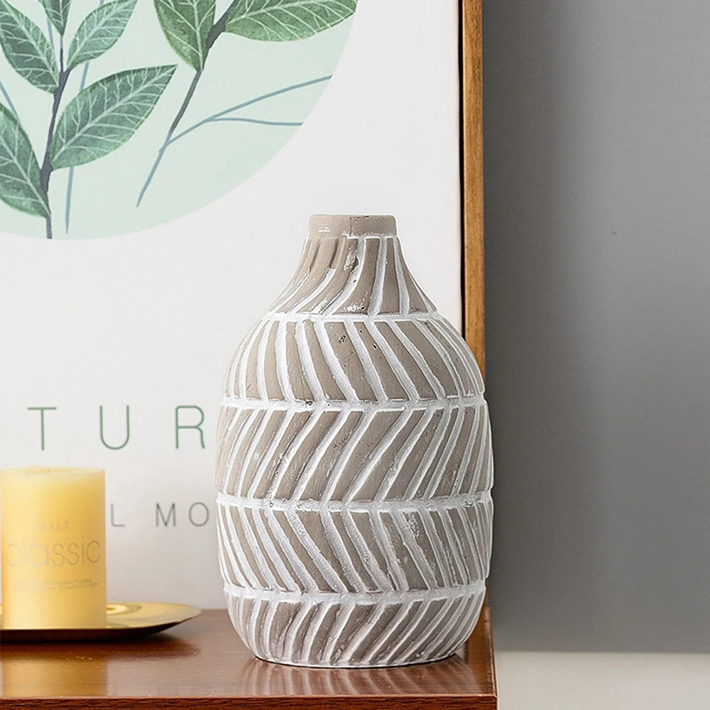 Lifeideas Nordic Style White Ceramic Round Vase Clean Vanilla Store
