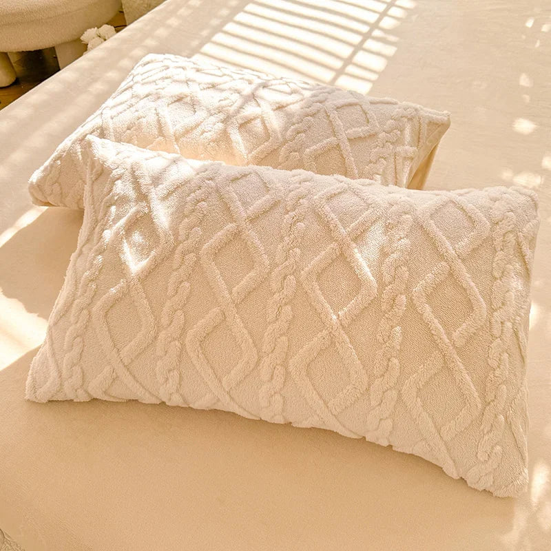 Velvet Pillow Cover 48x74cm Warm Case Set of 2Pcs Clean Vanilla Store