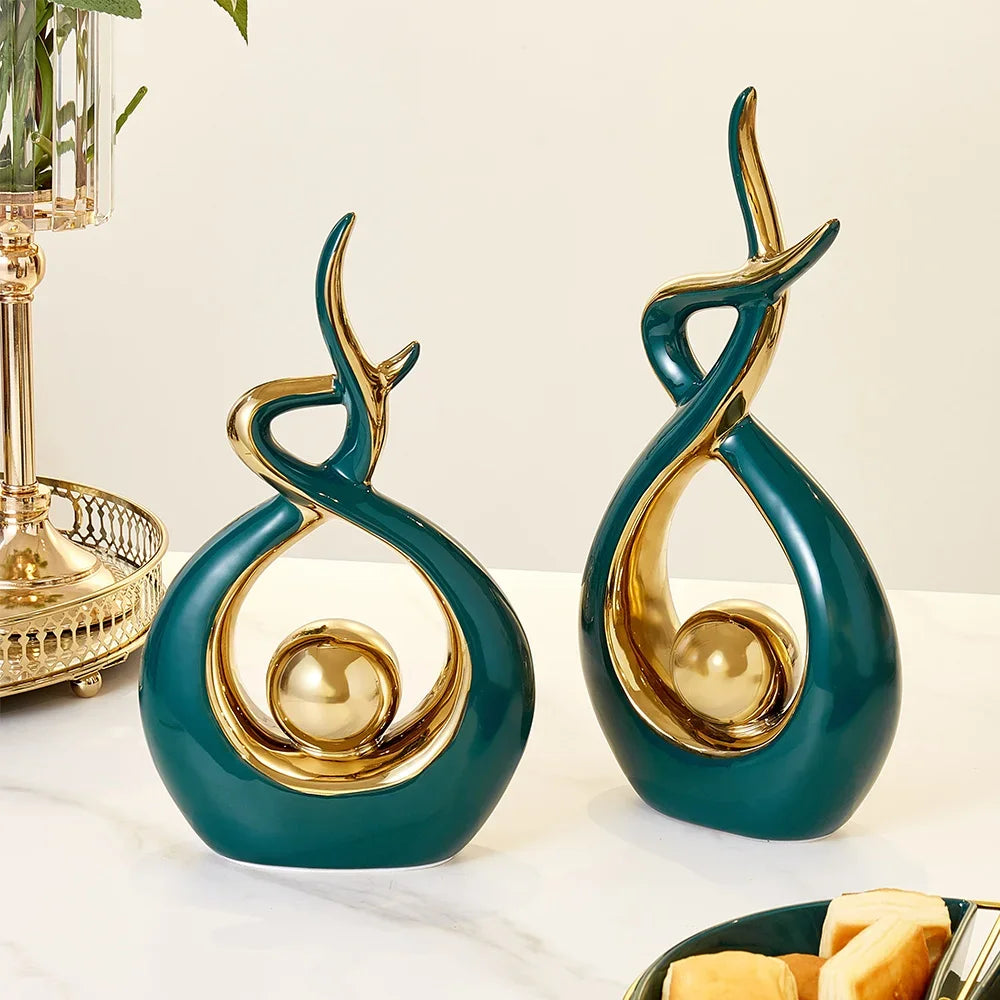 Light Luxury Modern Ceramic Abstract Sculpture Clean Vanilla Store