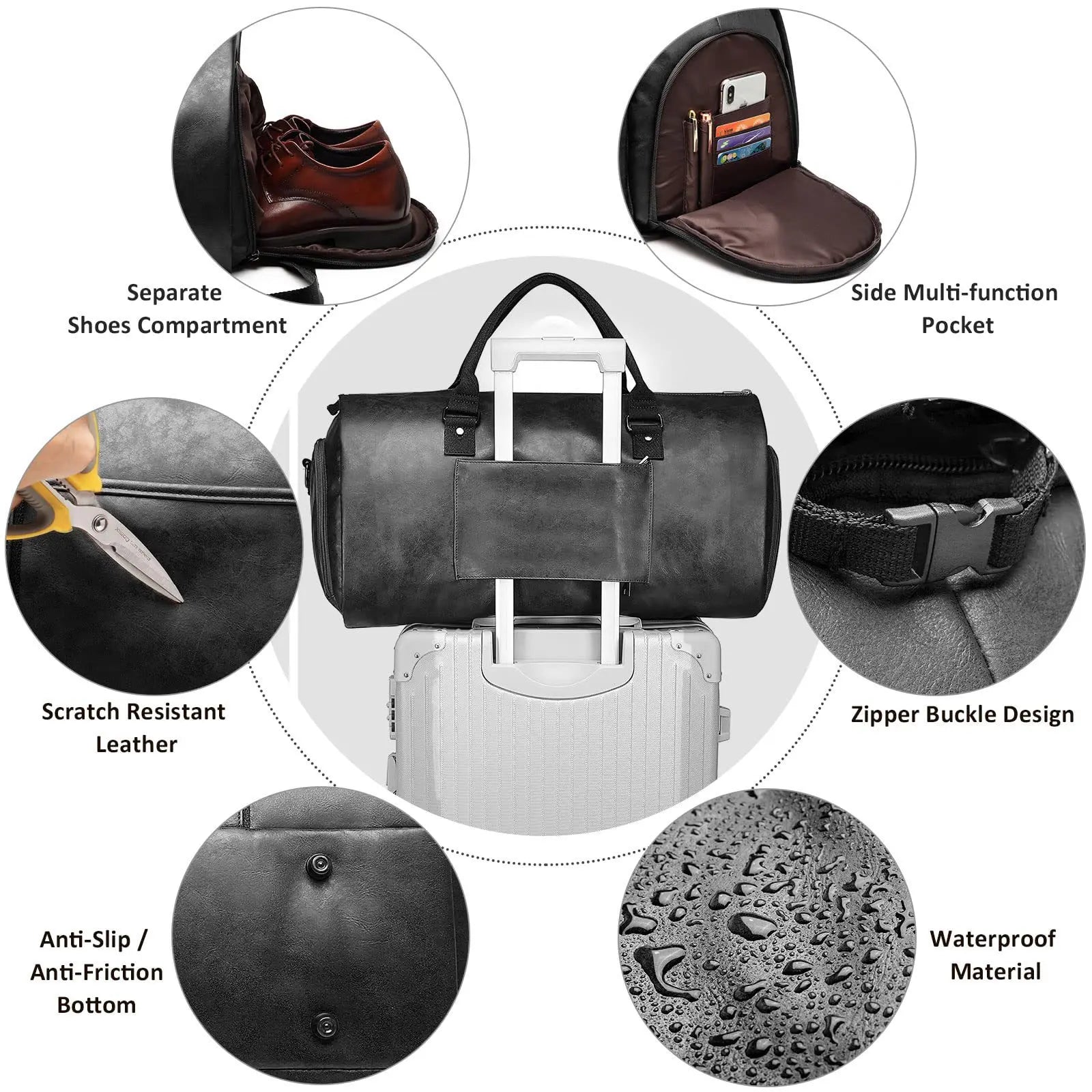 Geestock Large Capacity PU Suit Travel Bag With Pouch Clean Vanilla Store