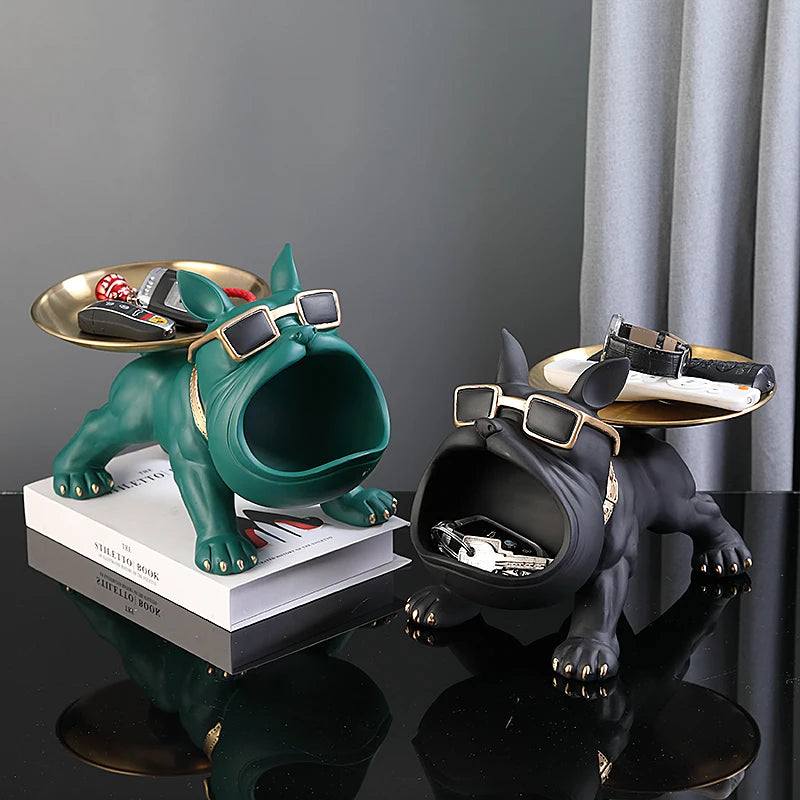 Charming 30cm Bulldog Figurine Dog Storage Box Clean Vanilla Store