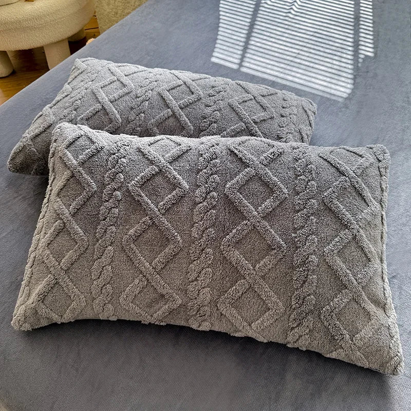 Velvet Pillow Cover 48x74cm Warm Case Set of 2Pcs Clean Vanilla Store