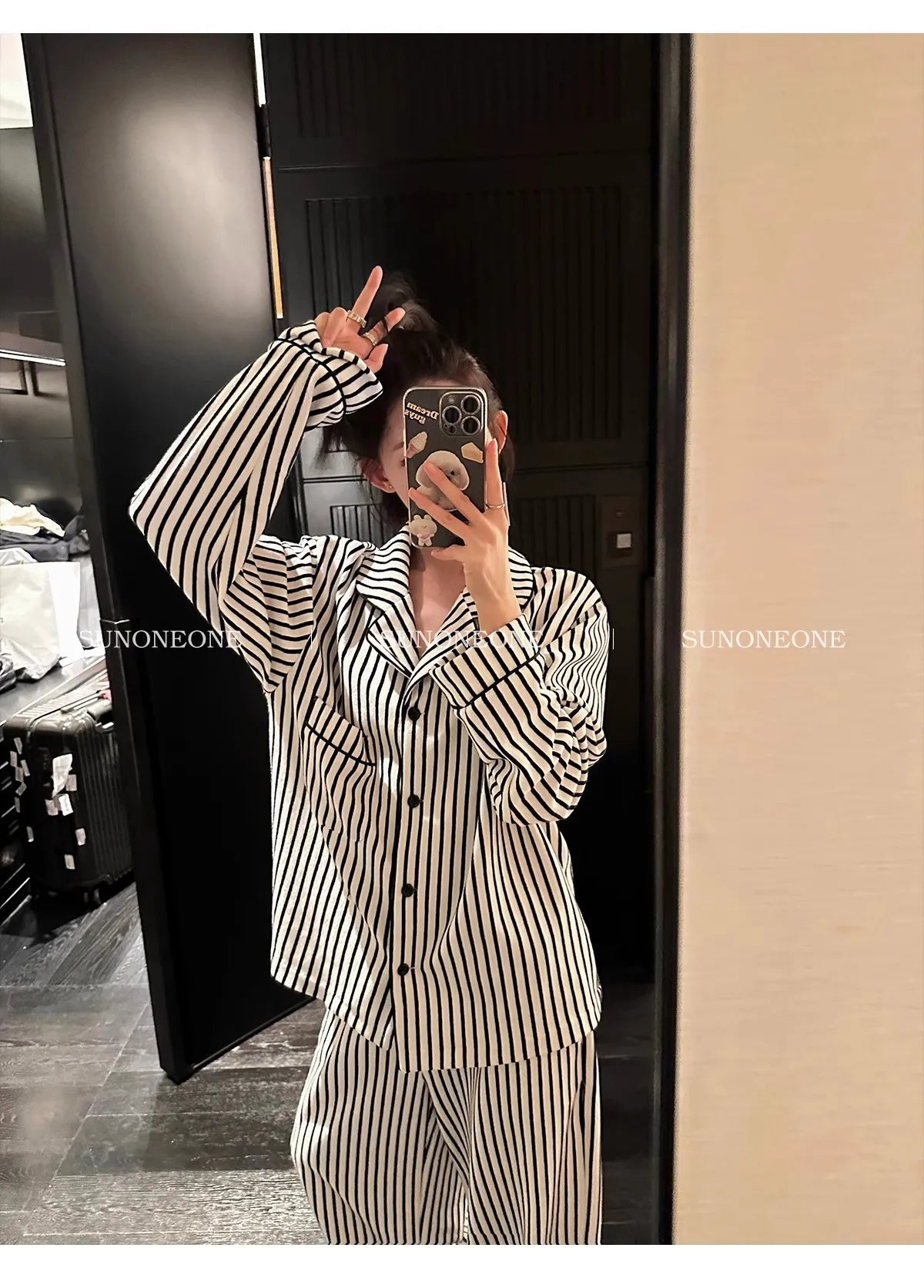 Luxury Striped Cotton Pajamas Women's Wide Leg Set Clean Vanilla Store
