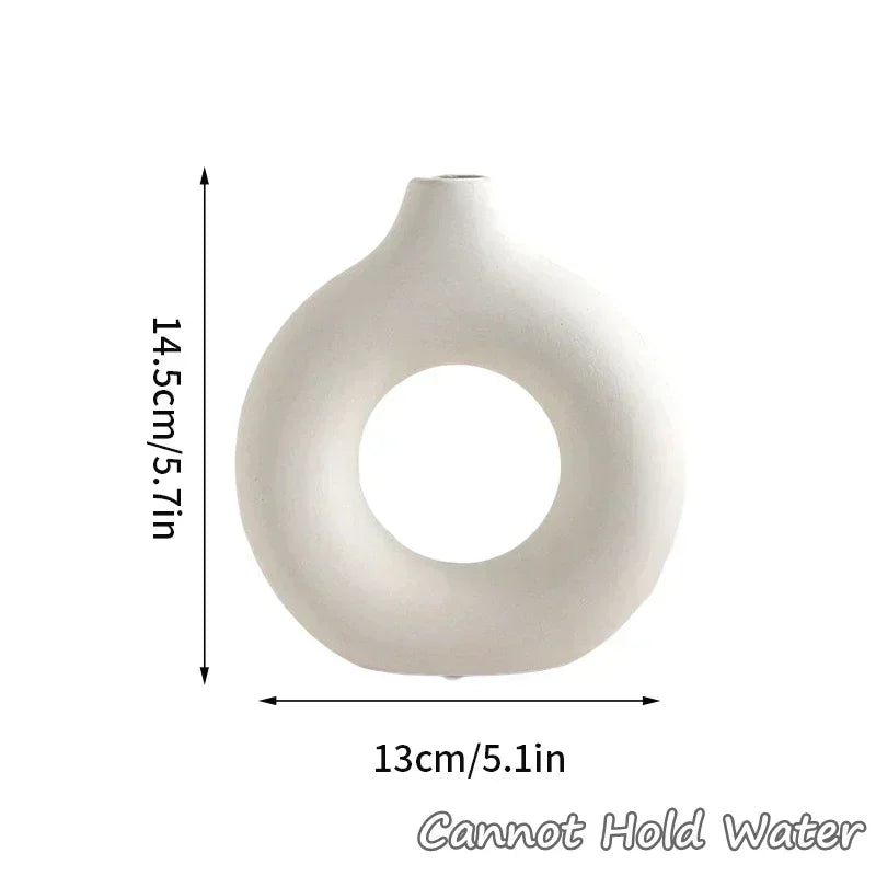 Imitation Ceramic Pure White Vase Donut Design Clean Vanilla Store