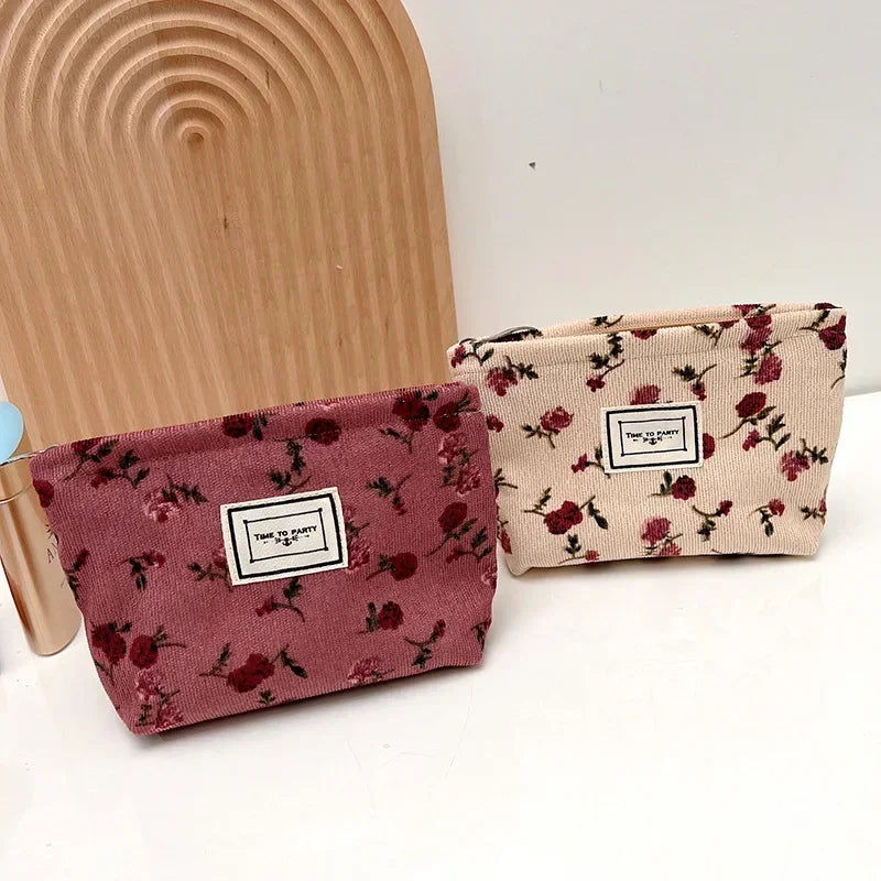 New Small Women's Cosmetic Bag with Floral Design Clean Vanilla Store