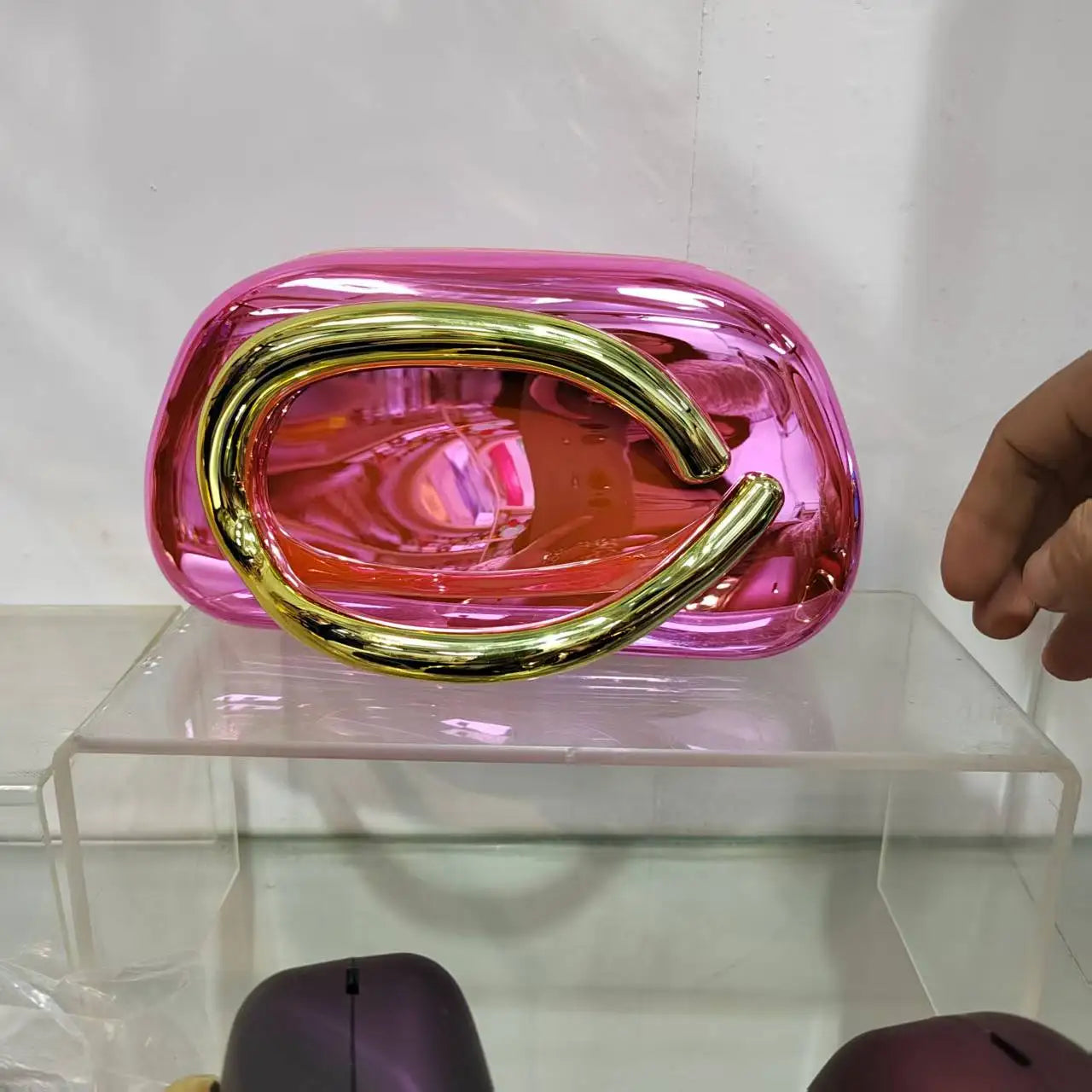 Hotpink Metallic Box Purse Clutch Bridal Bag Clean Vanilla Store