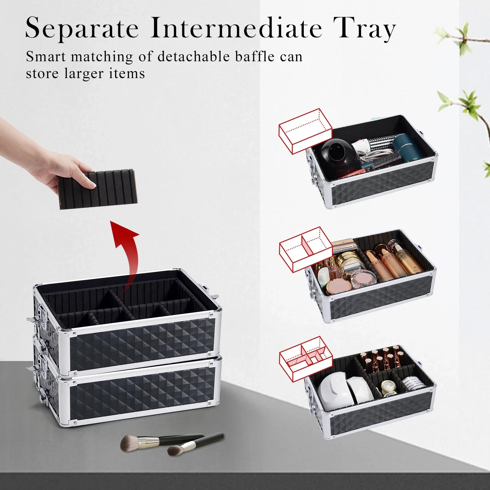 Detachable 4 in 1 Makeup Trolley Case on Wheels Clean Vanilla Store