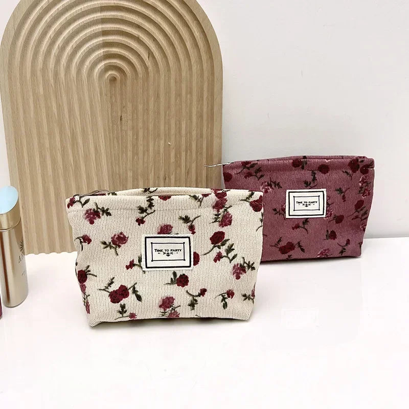 New Small Women's Cosmetic Bag with Floral Design Clean Vanilla Store