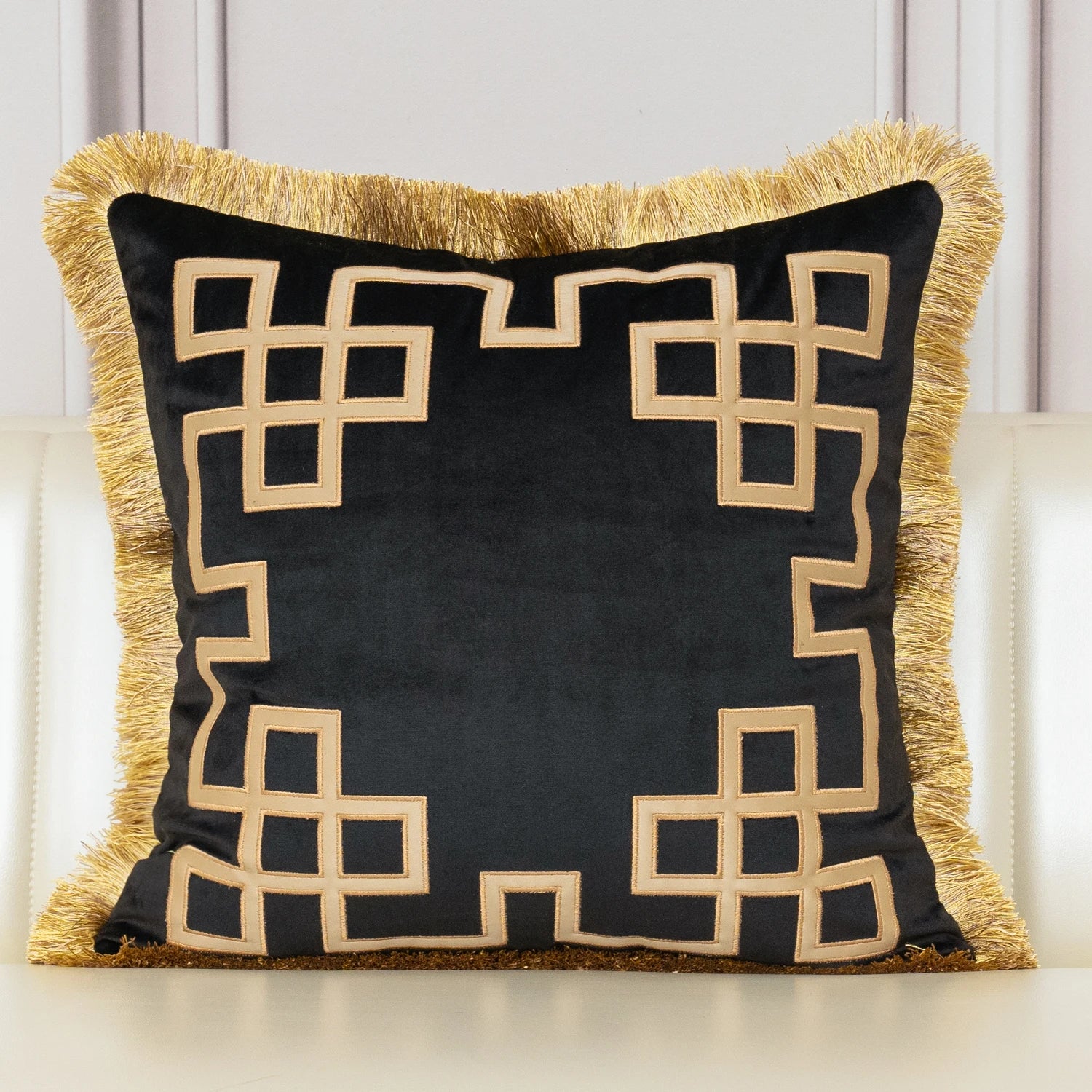 Luxury Gold Velvet Cushion Cover with Tassel Clean Vanilla Store