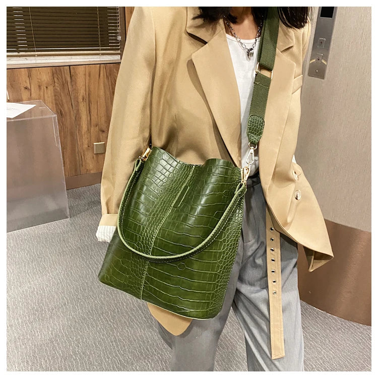 Vintage Crocodile Pattern Crossbody Bag for Women Clean Vanilla Store
