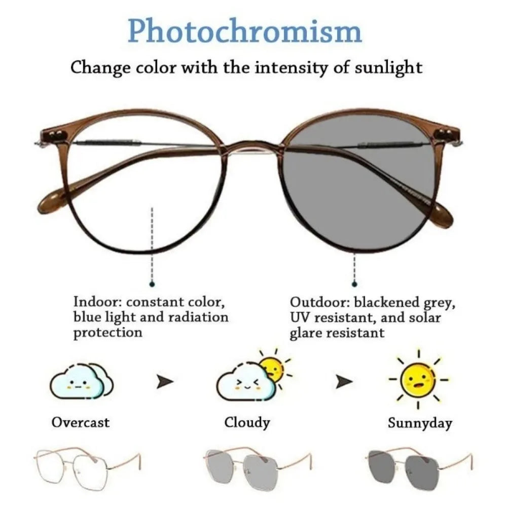 Fashion Photochromic Anti Radiation Eyeglasses Clean Vanilla Store