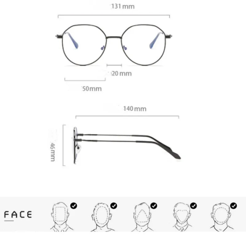 Metal Round Anti Blue Light Glasses Classic Style Clean Vanilla Store