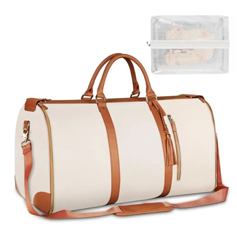 Large PU Leather Foldable Travel Duffel Bag Clean Vanilla Store