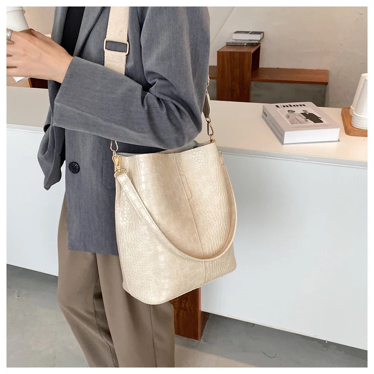 Vintage Crocodile Pattern Crossbody Bag for Women Clean Vanilla Store
