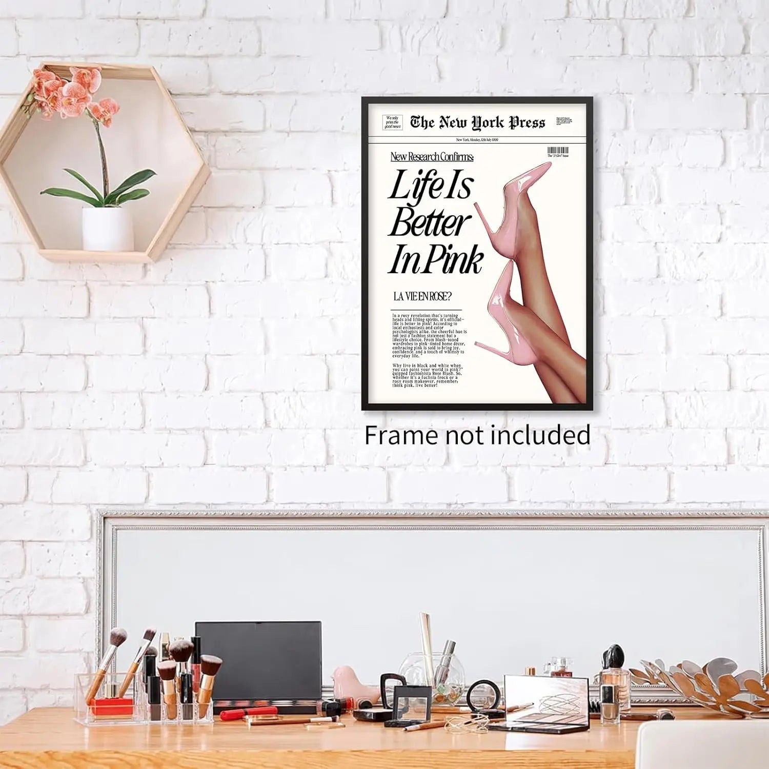 Vintage Trendy Newspaper Wall Art Canvas Decor Clean Vanilla Store