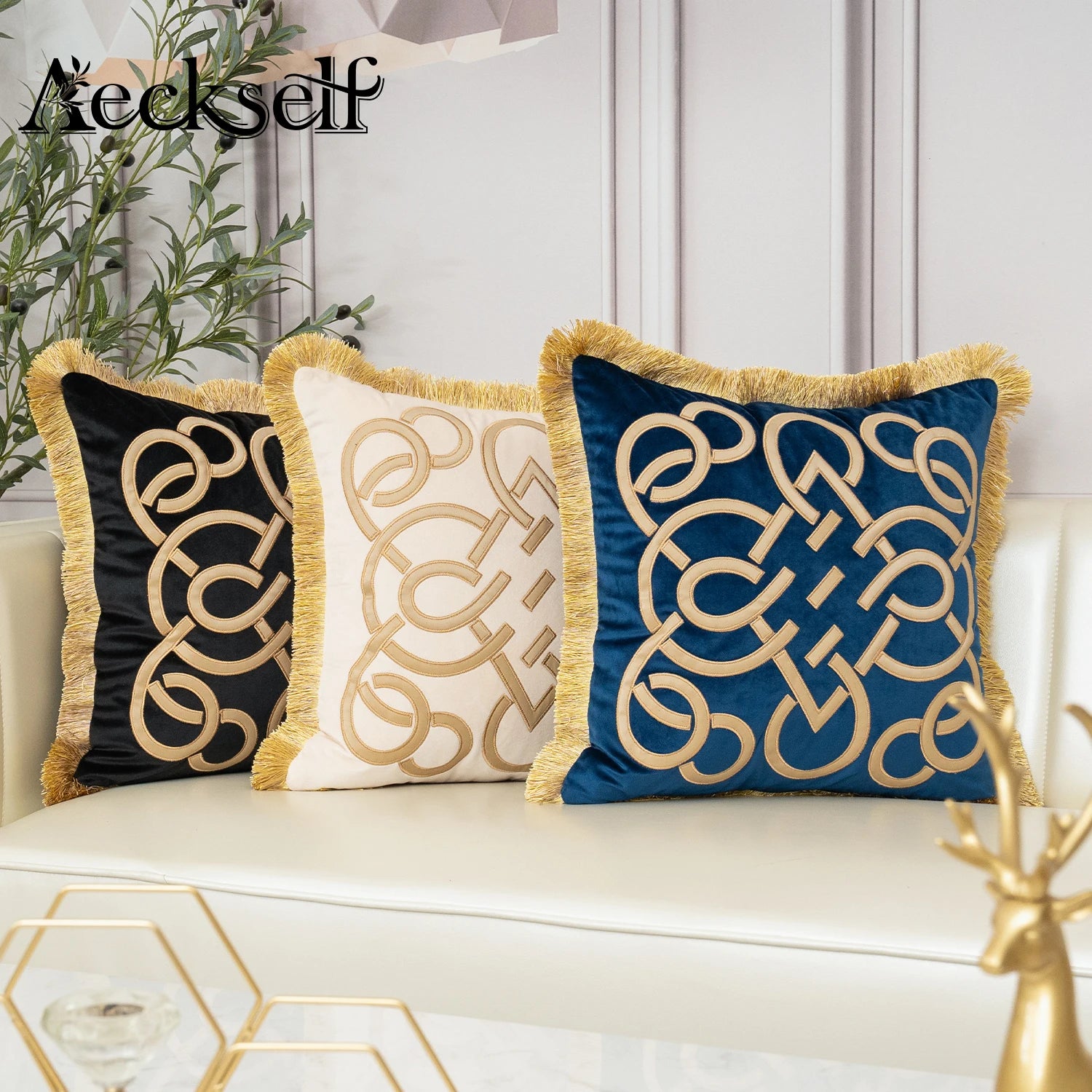 Luxury Gold Velvet Cushion Cover with Tassel Clean Vanilla Store