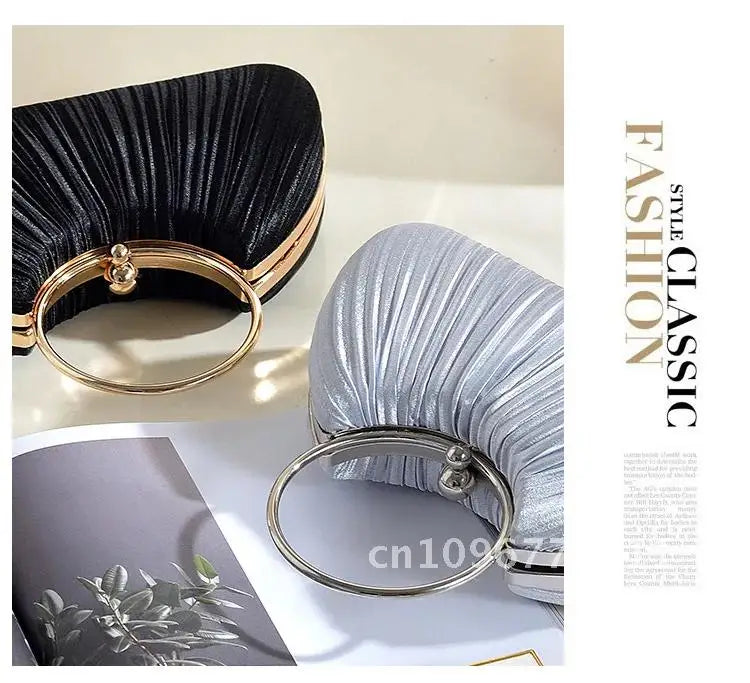 Women Satin Evening Top Handle Handbags - Party Bags Clean Vanilla Store