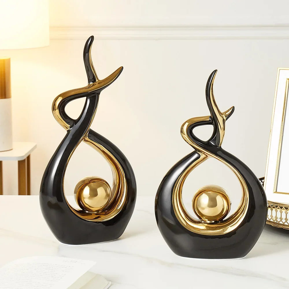Light Luxury Modern Ceramic Abstract Sculpture Clean Vanilla Store