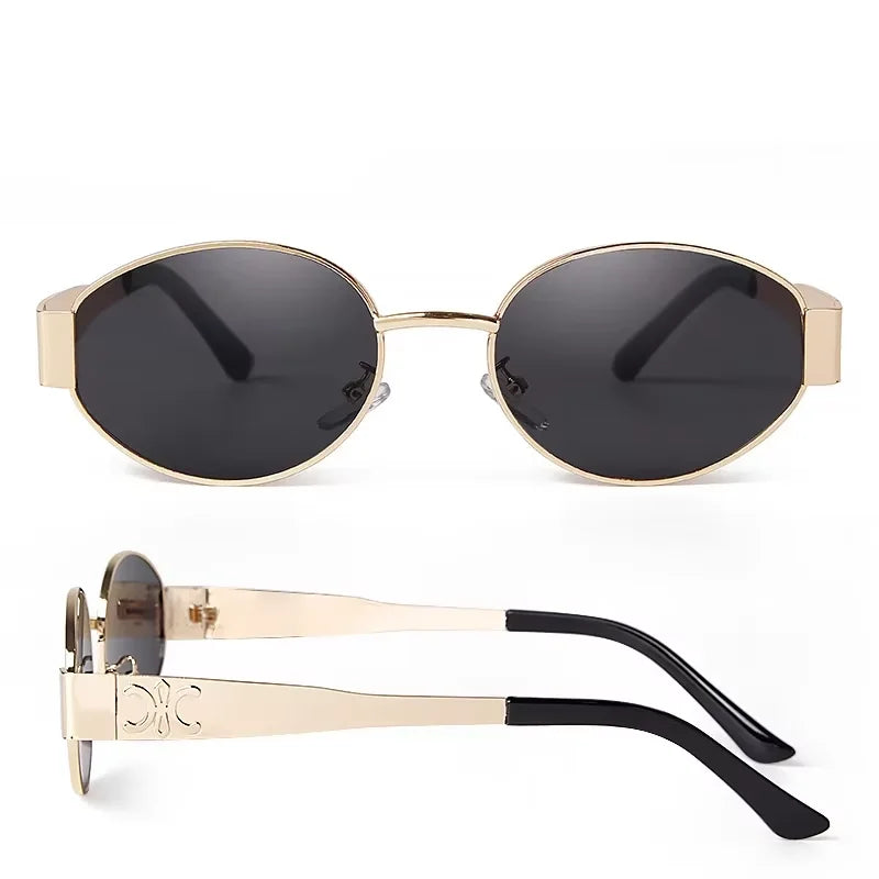 Stylish Unisex Oval Sunglasses Retro Shades for Summer Fun Clean Vanilla Store