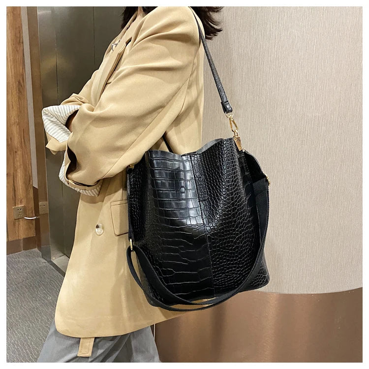 Vintage Crocodile Pattern Crossbody Bag for Women Clean Vanilla Store