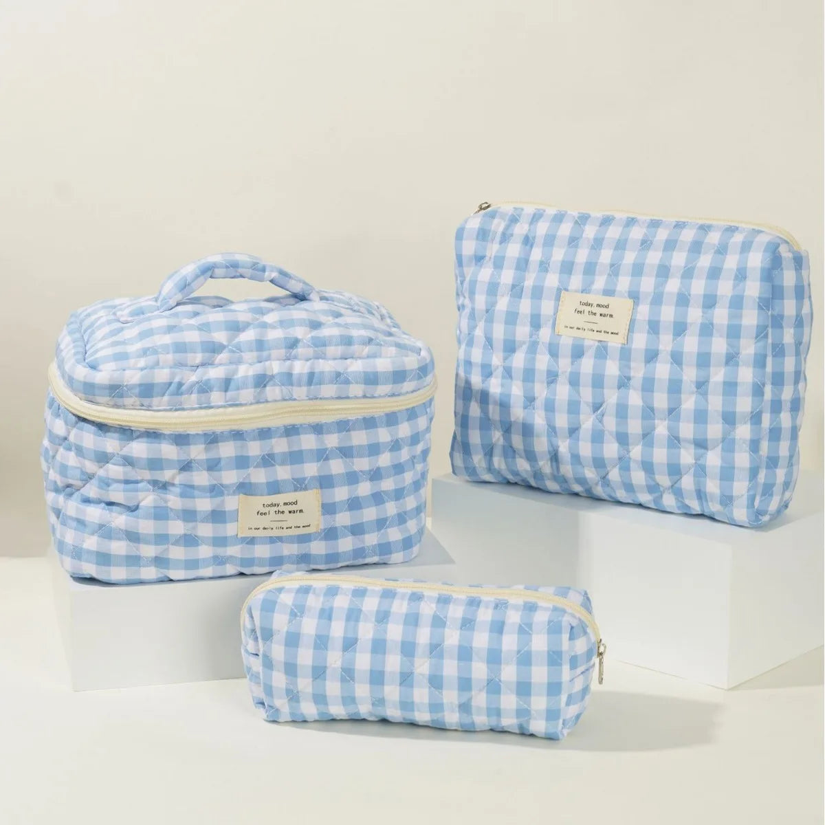Cute Quilted Cotton Makeup Bag for Women Clean Vanilla Store