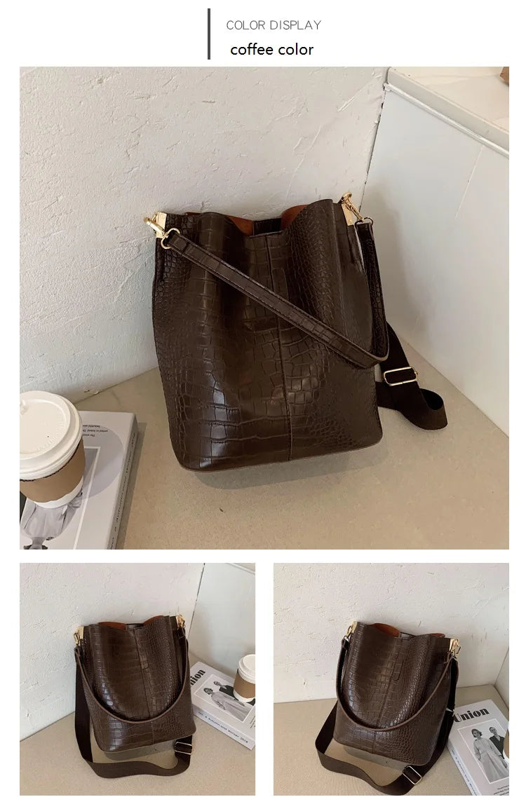 Vintage Crocodile Pattern Crossbody Bag for Women Clean Vanilla Store