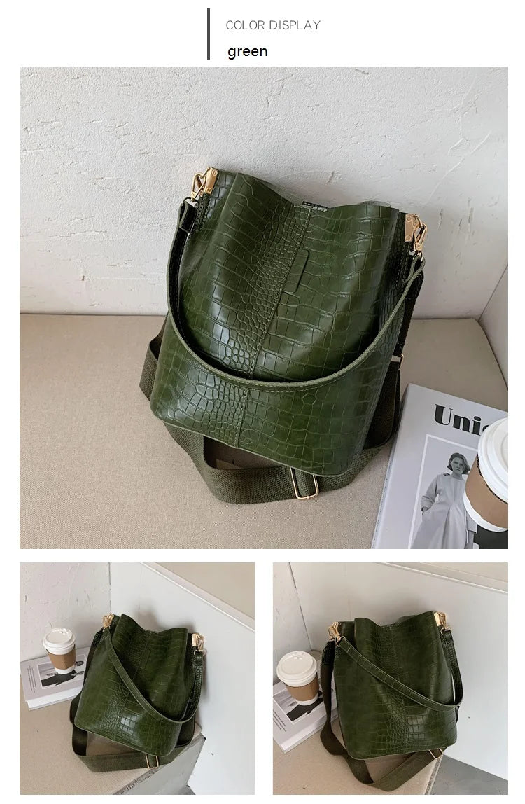 Vintage Crocodile Pattern Crossbody Bag for Women Clean Vanilla Store
