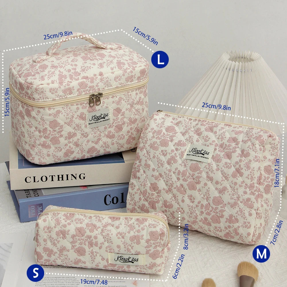 Cute Quilted Cotton Makeup Bag for Women Clean Vanilla Store