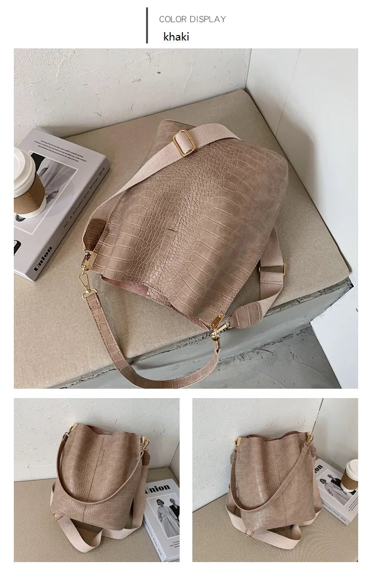 Vintage Crocodile Pattern Crossbody Bag for Women Clean Vanilla Store