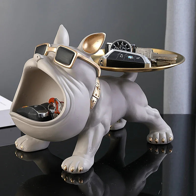 Charming 30cm Bulldog Figurine Dog Storage Box Clean Vanilla Store