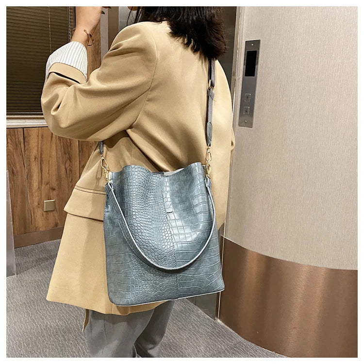 Vintage Crocodile Pattern Crossbody Bag for Women Clean Vanilla Store