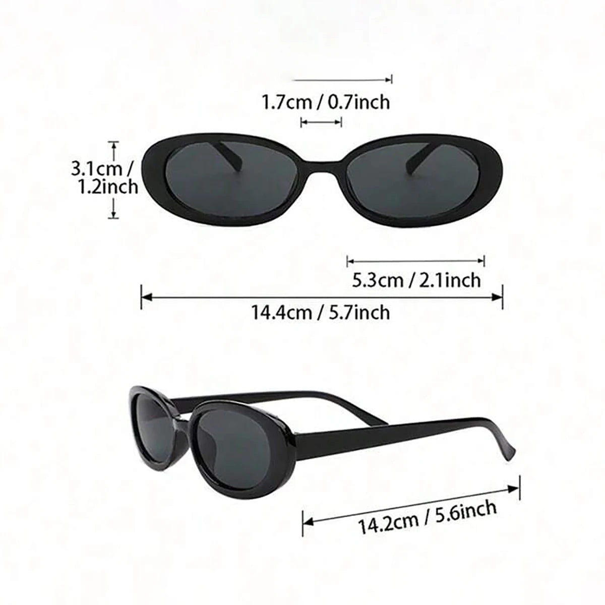 Stylish UV400 Vintage Oval Sunglasses for Women 2PCS Clean Vanilla Store