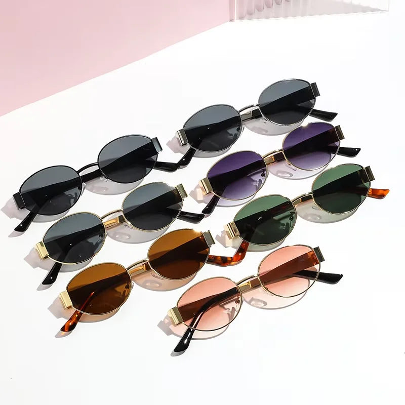 Stylish Unisex Oval Sunglasses Retro Shades for Summer Fun Clean Vanilla Store