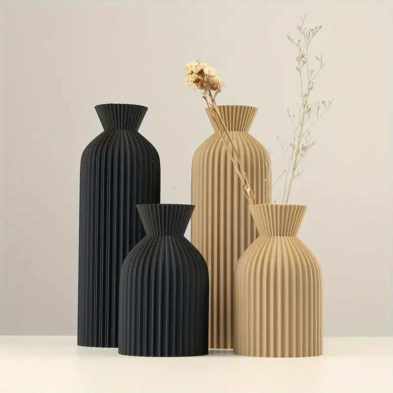 Elegant Black Plastic Vase - Boho Chic Centerpiece Clean Vanilla Store