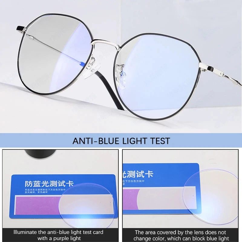 Metal Round Anti Blue Light Glasses Classic Style Clean Vanilla Store