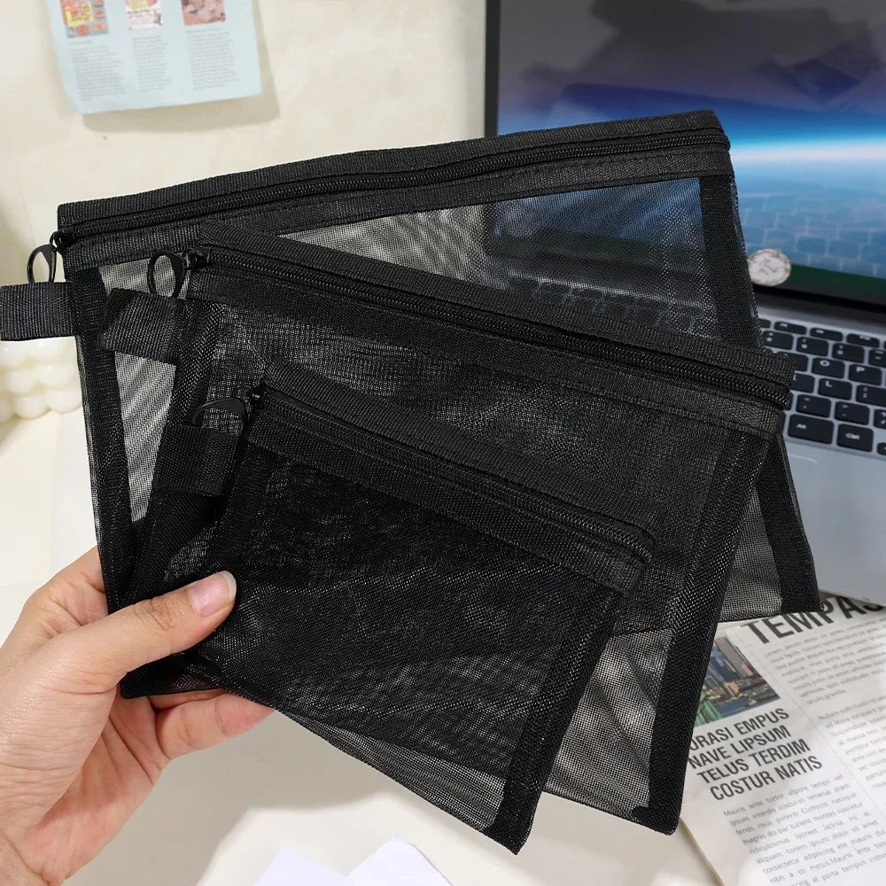Mesh Clear Cosmetic Bags - Portable Organizer 1/3pcs Clean Vanilla Store