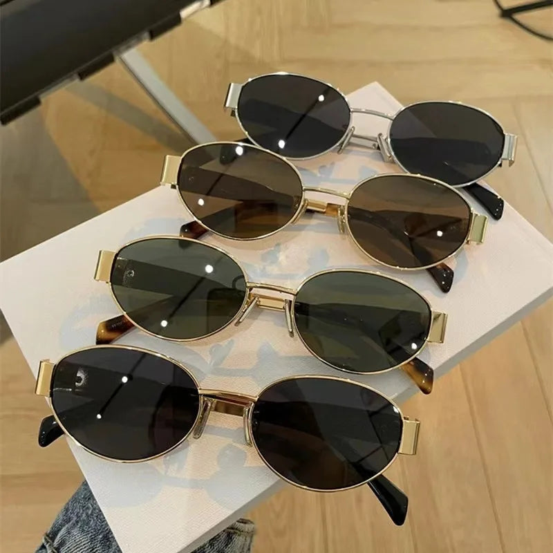 Stylish Unisex Oval Sunglasses Retro Shades for Summer Fun Clean Vanilla Store