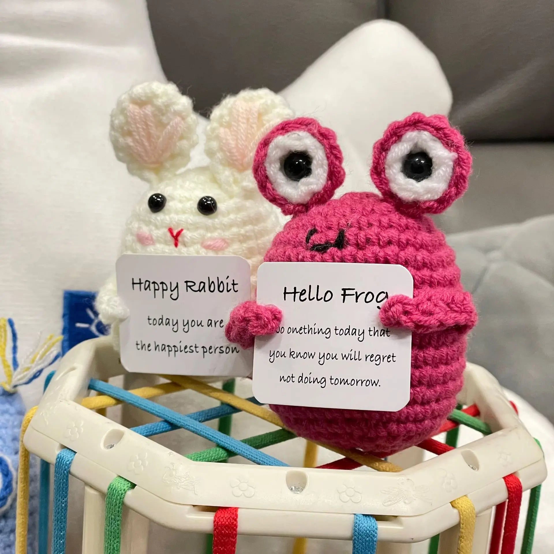 Funny Crochet Shark Doll with Card Handmade Gift Clean Vanilla Store