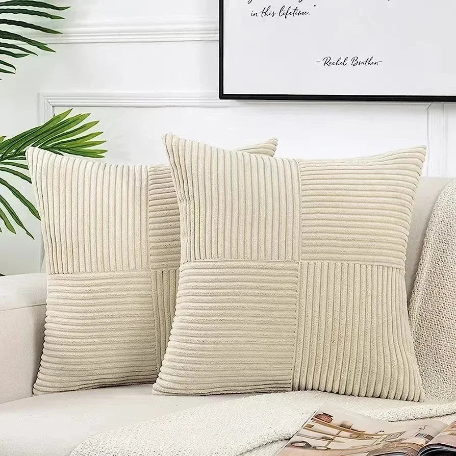 Green Luxury Corduroy Striped Cushion Covers 45x45CM Clean Vanilla Store
